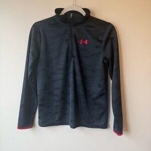 Youth Size YLG Under Armour Black and Red Quarter-Zip Pullover